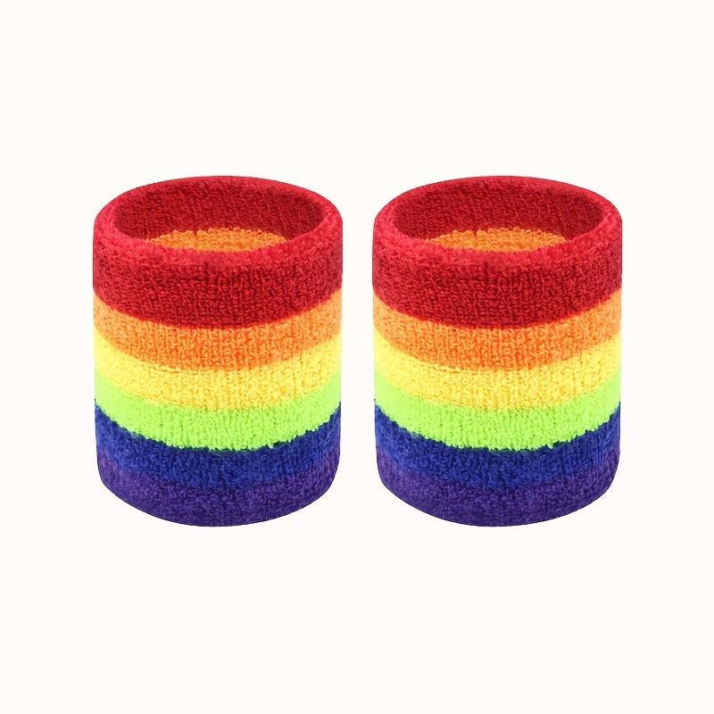 Rainbow Sweat Absorption Headband Stretchy Yoga Fitness Exercise Sweatband