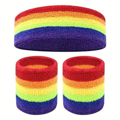 Rainbow Sweat Absorption Headband Stretchy Yoga Fitness Exercise Sweatband