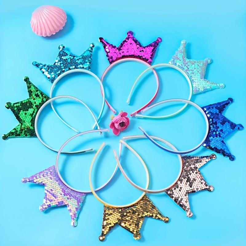 Sequin Crown Headband Holographic Hair Hoop Y2K Accessories