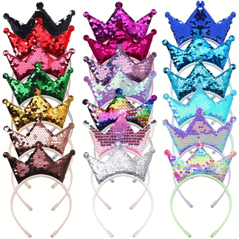 Sequin Crown Headband Holographic Hair Hoop Y2K Accessories