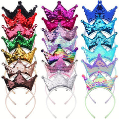 Sequin Crown Headband Holographic Hair Hoop Y2K Accessories