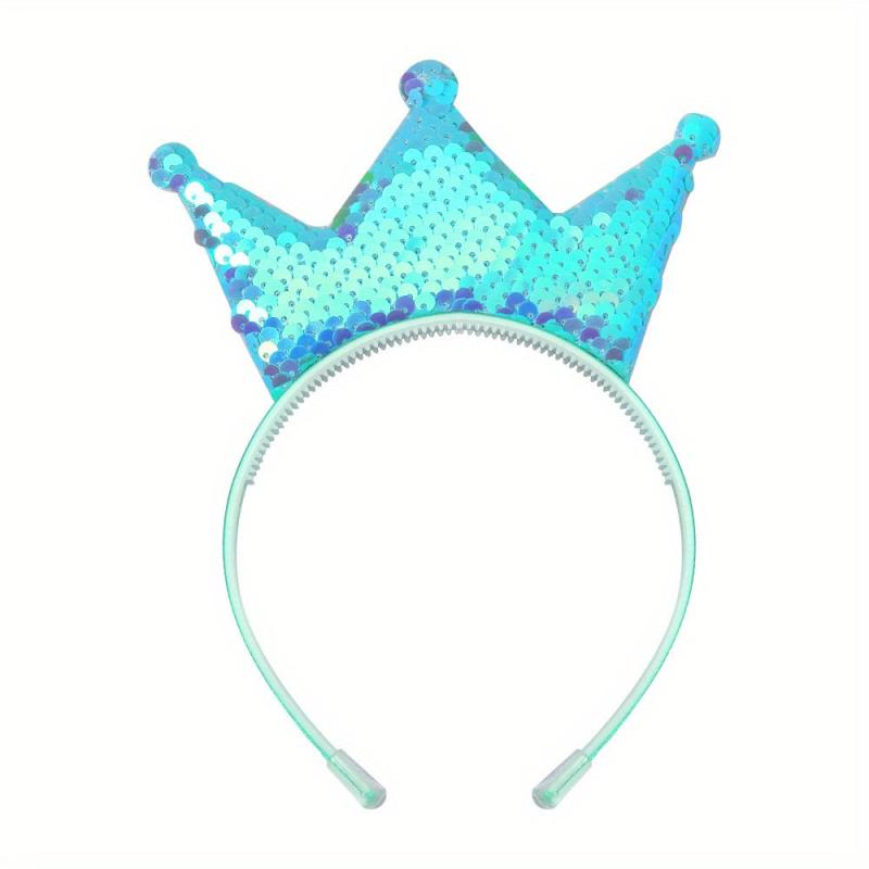 Sequin Crown Headband Holographic Hair Hoop Y2K Accessories