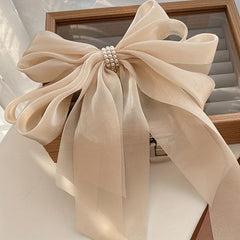Bow & Faux Pearl Hair Clip French Barrette Hair Pin