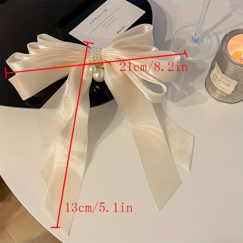 Bow & Faux Pearl Hair Clip French Barrette Hair Pin