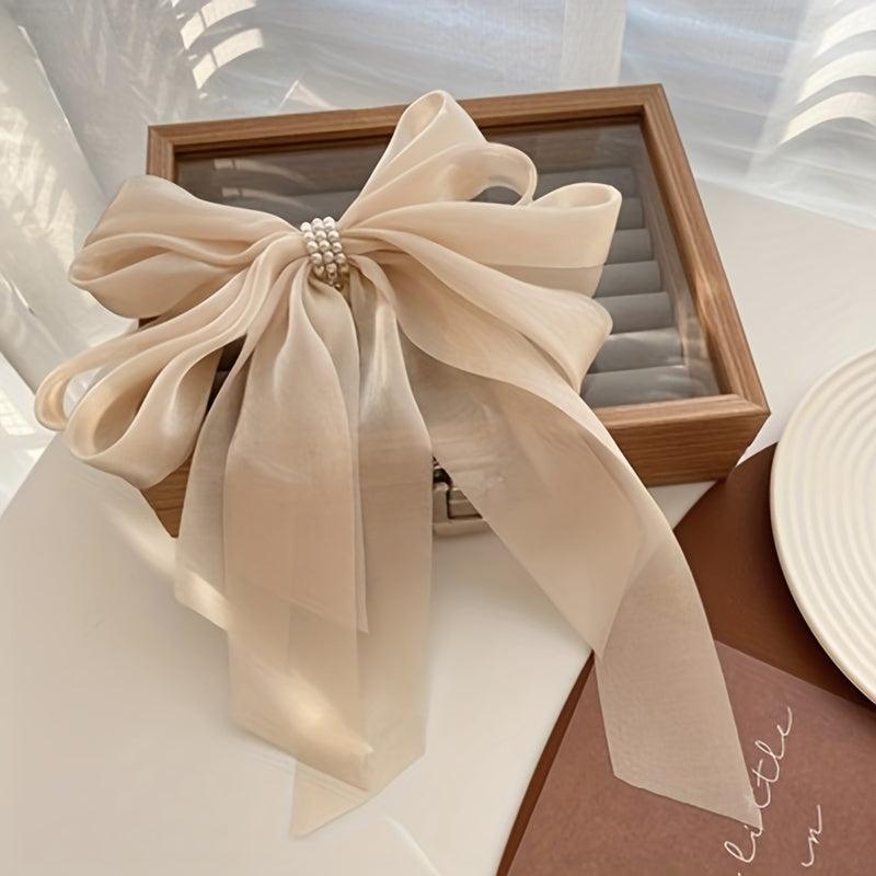 Bow & Faux Pearl Hair Clip French Barrette Hair Pin