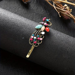 Retro Peacock Hair Clip Rhinestone Bobby Pin Barrette Hair Barrette Hair Slides