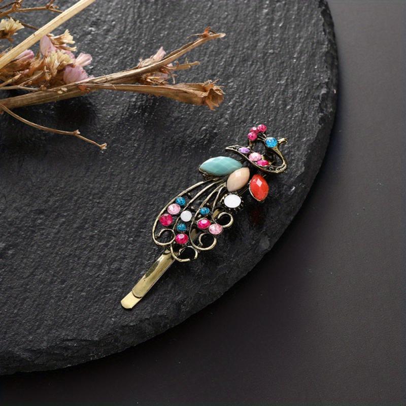 Retro Peacock Hair Clip Rhinestone Bobby Pin Barrette Hair Barrette Hair Slides