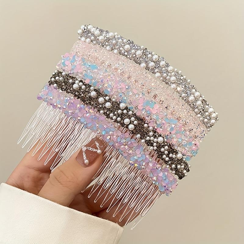 Alloy Rhinestone Hair Comb Faux Pearl Crystal Wedding Bridal Jewelry Accessories