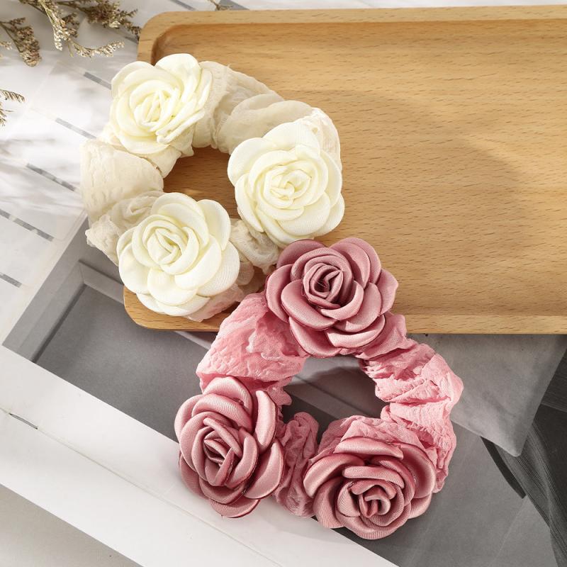 Fabric Rose Scrunchie Hair Tie Hair Accessories Hair Scrunchie Head Tie