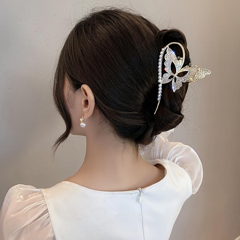 Sparkling Butterfly Hair Clip for Thick Hair