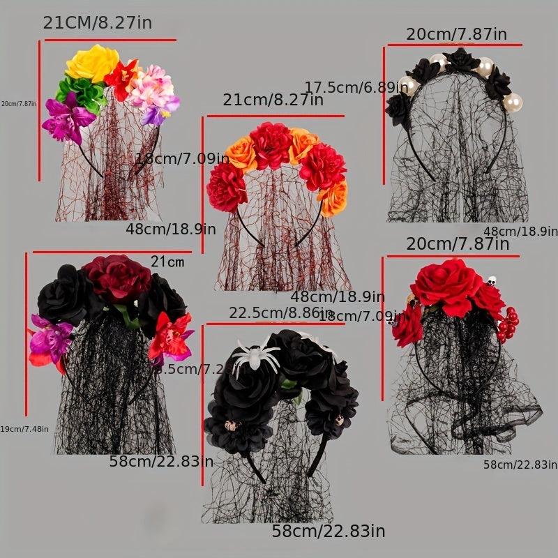Day Of The Dead Rose Headband Floral Headpiece