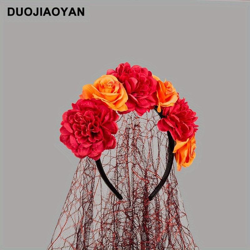 Day Of The Dead Rose Headband Floral Headpiece