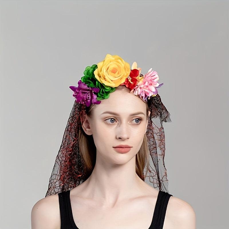Day Of The Dead Rose Headband Floral Headpiece