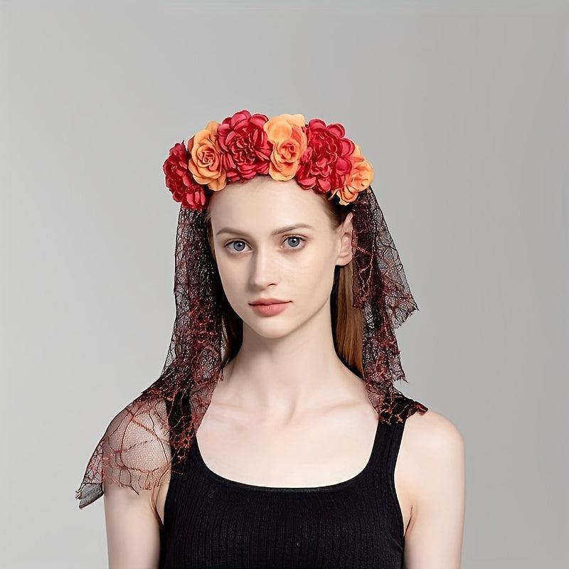 Day Of The Dead Rose Headband Floral Headpiece
