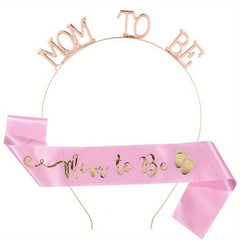 MOM TO BE Headband Sash Set Mother Style Headdress Ribbon Suit