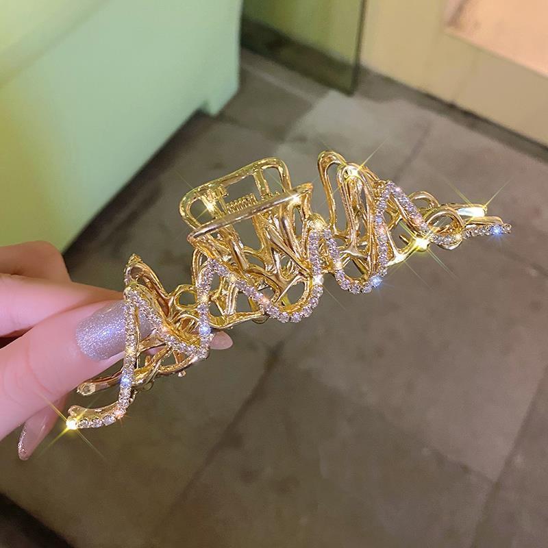 Metal Rhinestone Hair Claw Clip Strong Hold Grip Hair Jaw Clip