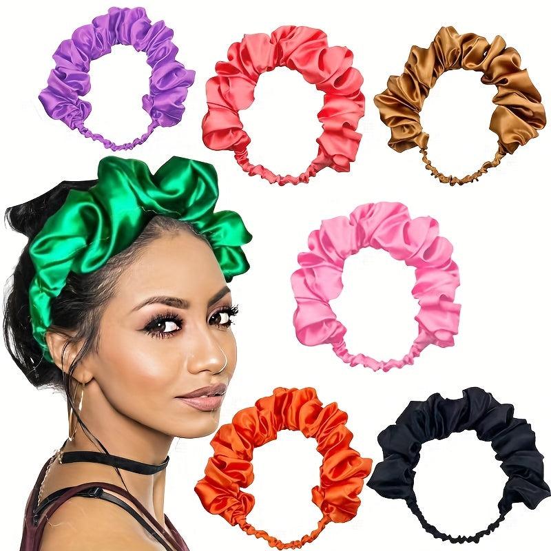 Ruched Ruffled Headband Stretchy Hair Band Solid Headdress Wide Hair Accessories