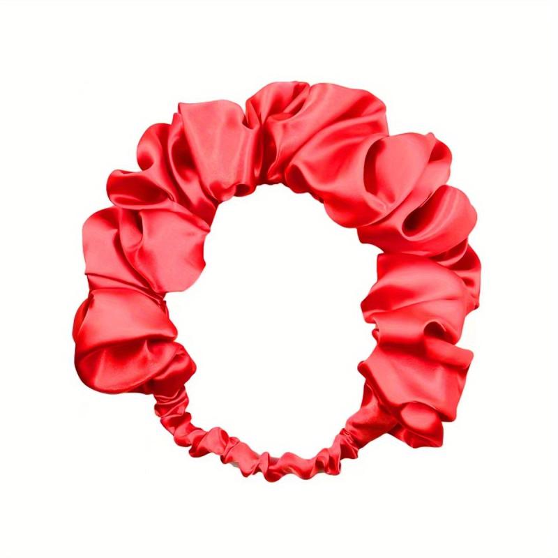 Ruched Ruffled Headband Stretchy Hair Band Solid Headdress Wide Hair Accessories