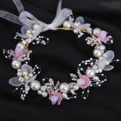Faux Pearl Flower Headband For Brides