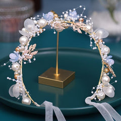 Faux Pearl Flower Headband For Brides