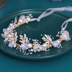 Faux Pearl Flower Headband For Brides
