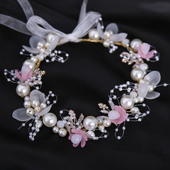 Faux Pearl Flower Headband For Brides