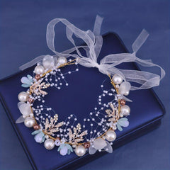 Faux Pearl Flower Headband For Brides