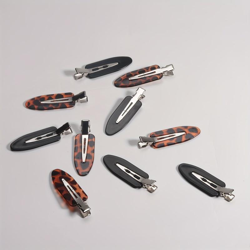 10pcs Leopard Pattern Duck Billed Hair Clip for Salon Hair Style