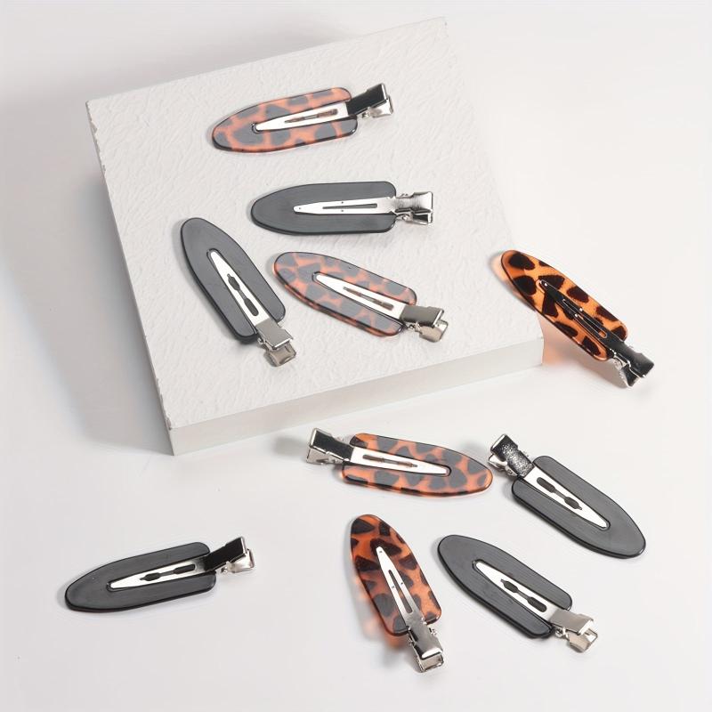 10pcs Leopard Pattern Duck Billed Hair Clip for Salon Hair Style