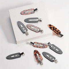 10pcs Leopard Pattern Duck Billed Hair Clip for Salon Hair Style