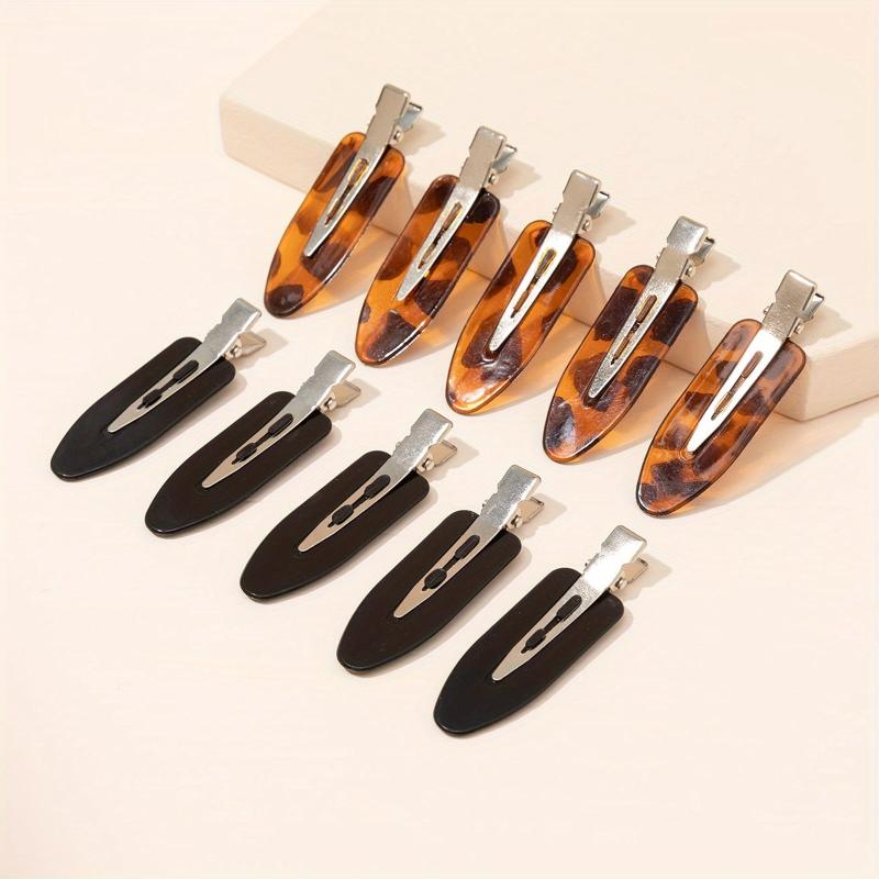 10pcs Leopard Pattern Duck Billed Hair Clip for Salon Hair Style