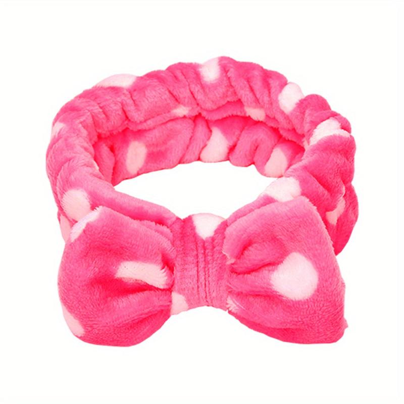Coral Velvet Bow Knot Hair Wrap Shower Headband for Women