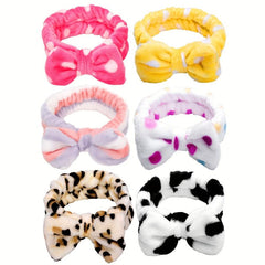 Coral Velvet Bow Knot Hair Wrap Shower Headband for Women