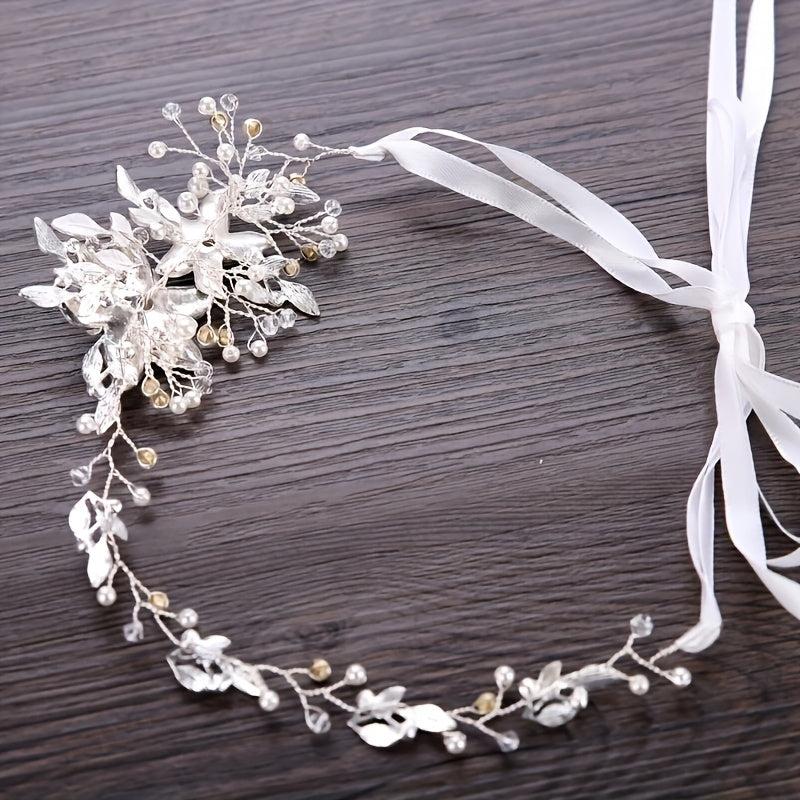 Silvery Rhinestone Bridal Headband Romantic Hair Accessories
