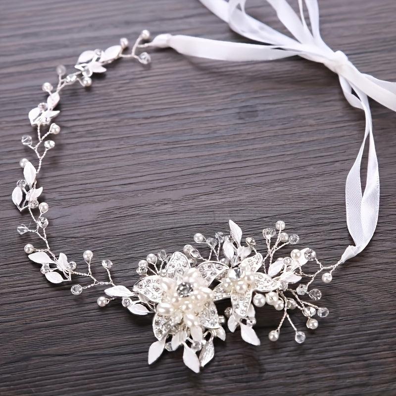 Silvery Rhinestone Bridal Headband Romantic Hair Accessories