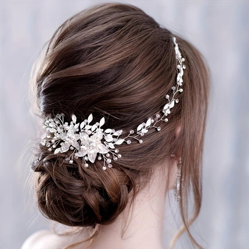 Silvery Rhinestone Bridal Headband Romantic Hair Accessories