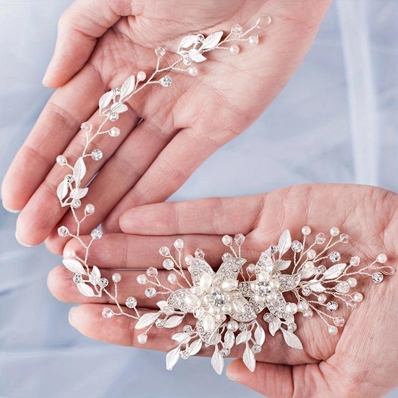 Silvery Rhinestone Bridal Headband Romantic Hair Accessories