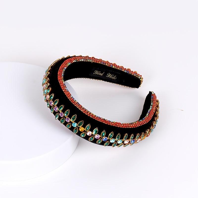 Vintage Rhinestone Headband for Women Wide Hairband