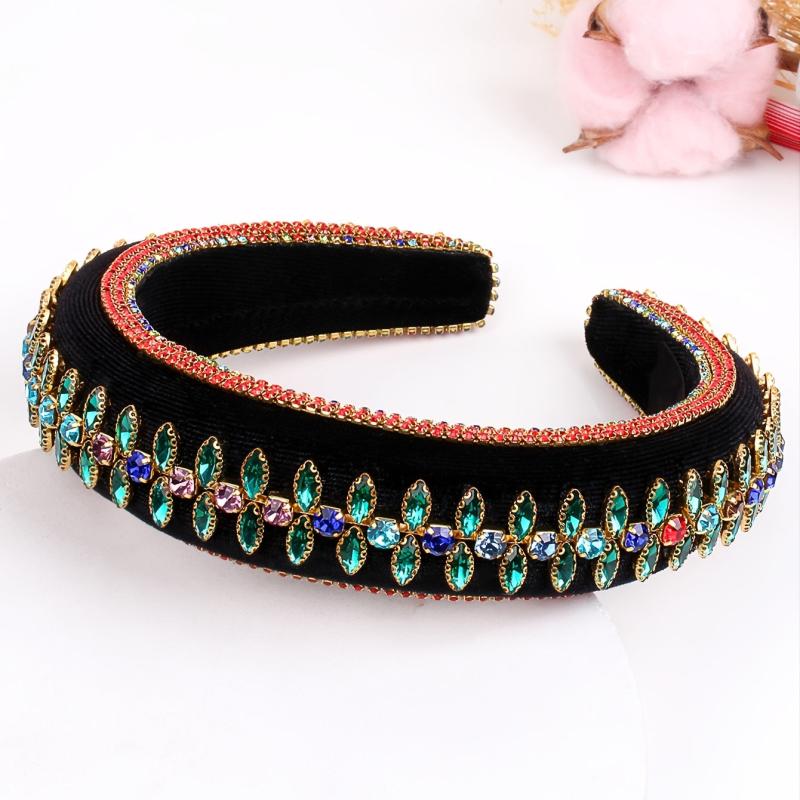 Vintage Rhinestone Headband for Women Wide Hairband