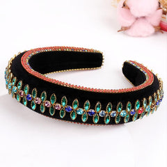 Vintage Rhinestone Headband for Women Wide Hairband