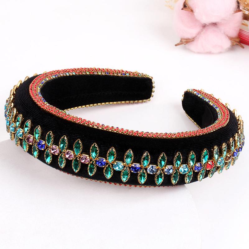 Vintage Rhinestone Headband for Women Wide Hairband