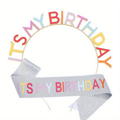 Rainbow Birthday Headband & Sash Set for Women