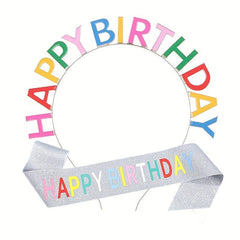 Rainbow Birthday Headband & Sash Set for Women