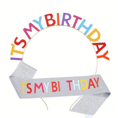 Rainbow Birthday Headband & Sash Set for Women