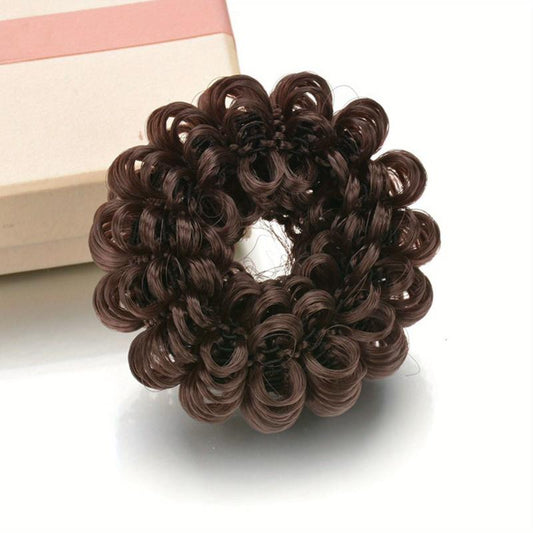 Women's Curly Bun Hair Styler Air Bun Hairpiece Wig Brown