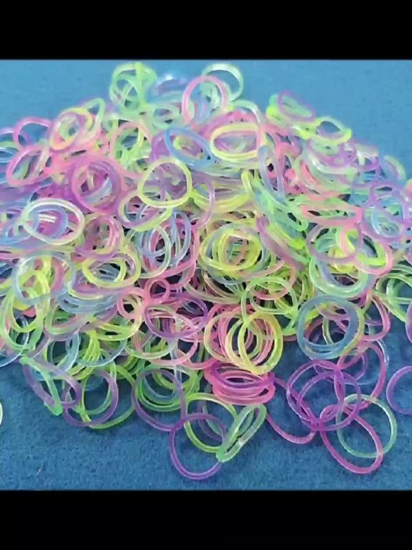 100pcs Luminous Hair Ring Colorful Hair Tie for Kids Girls