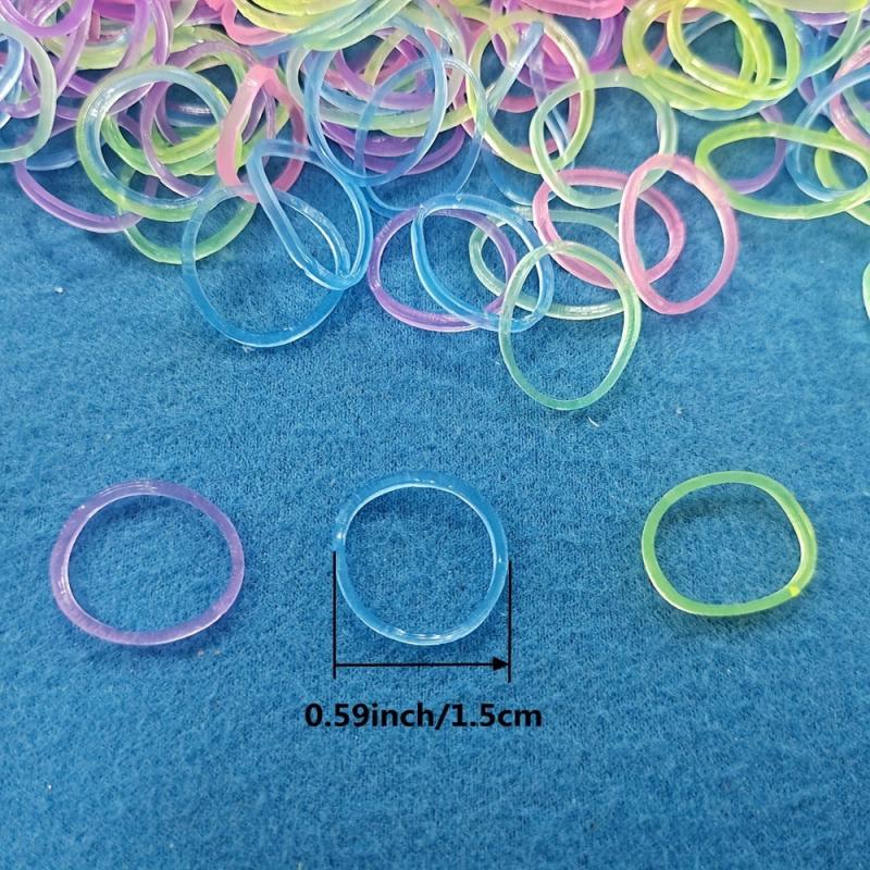 100pcs Luminous Hair Ring Colorful Hair Tie for Kids Girls
