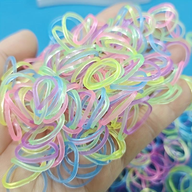 100pcs Luminous Hair Ring Colorful Hair Tie for Kids Girls