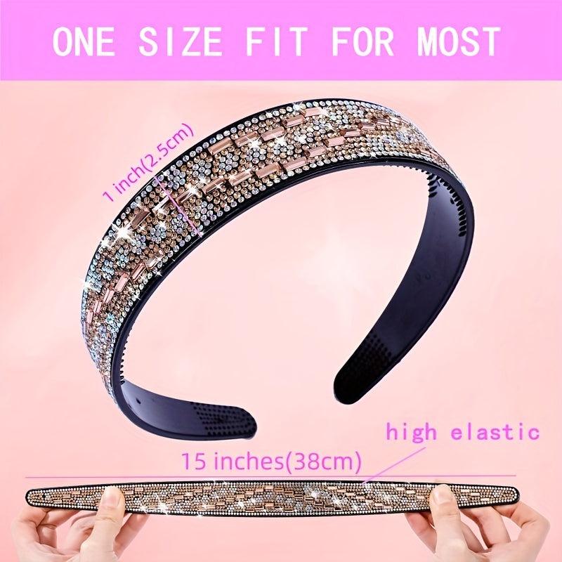Vintage Square Rhinestone Headband Wide Hair Hoop