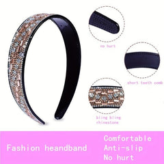 Vintage Square Rhinestone Headband Wide Hair Hoop